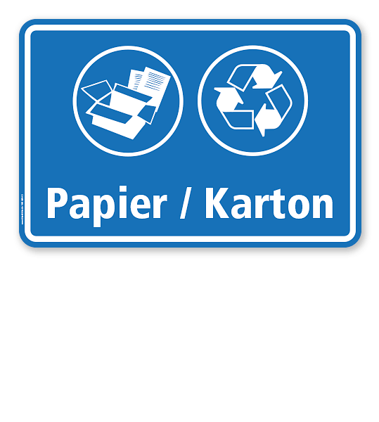 Schild Abfallentsorgung mit Symbolen – Papier / Karton - WH