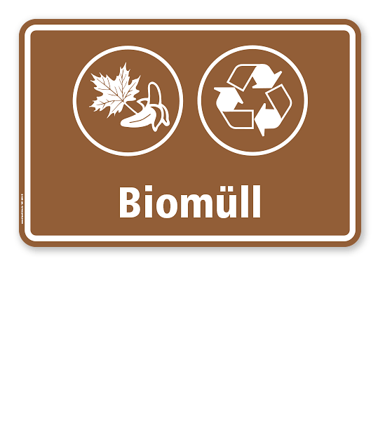 Schild Abfallentsorgung mit Symbolen – Biomüll - WH