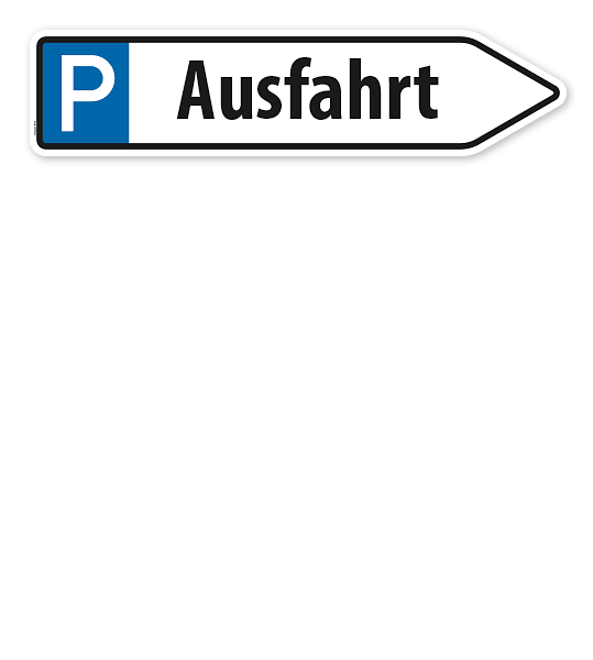 Pfeilschild / Pfeilwegweiser Ausfahrt - mit Parkplatzsymbol - WH