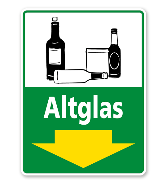 Schild Recycling Altglas mit Pfeil - WH