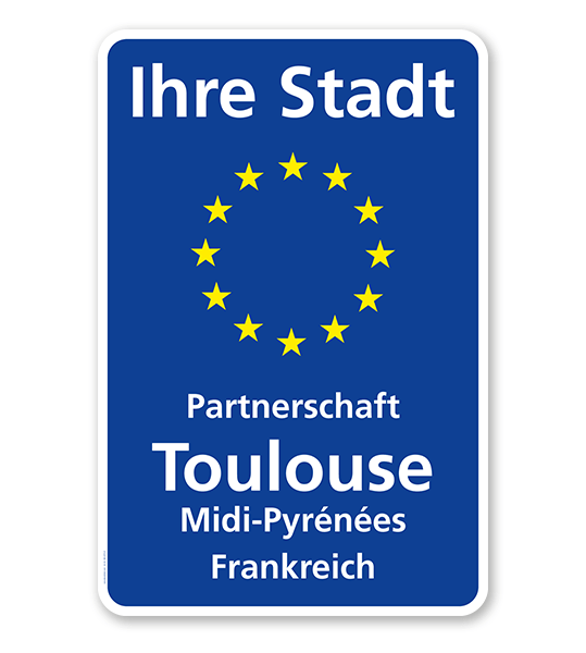 Schild Städtepartnerschaft mit EU-Sternen 2 - WH