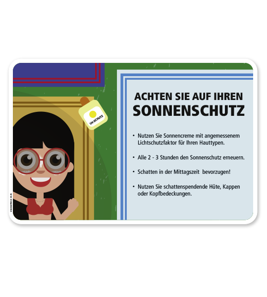 Hinweisschild Achten Sie auf Ihren Sonnenschutz - WH