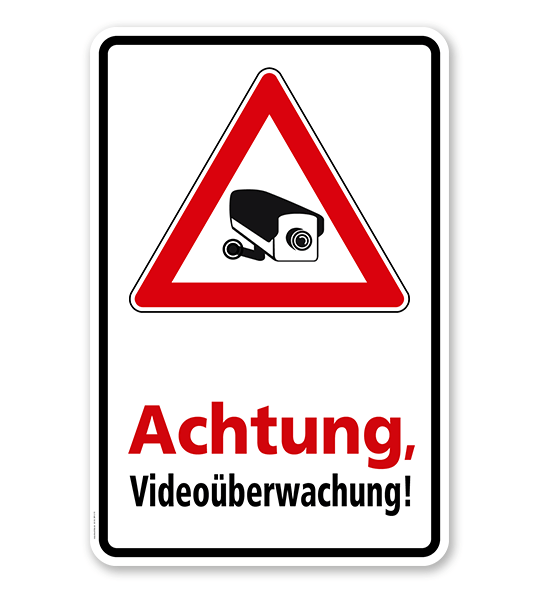 Hinweisschild Achtung, videoüberwacht - WH