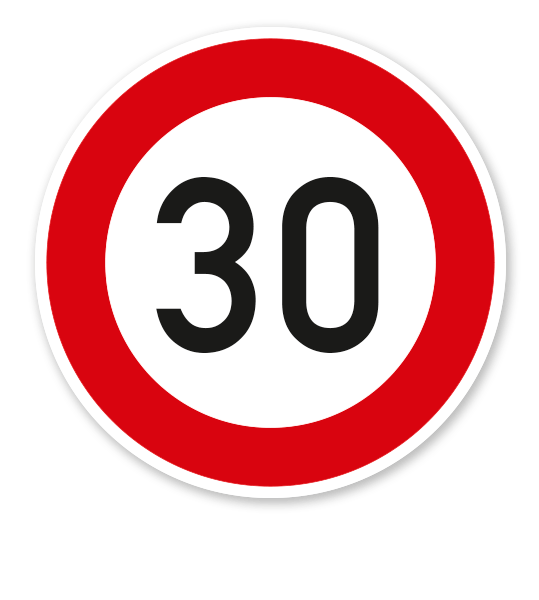 Zulässige Höchstgeschwindigkeit 30 km/h - Verkehrsschild VZ 274-53