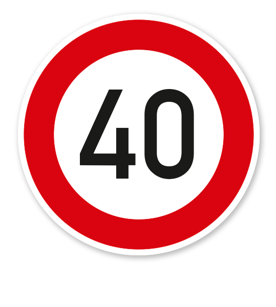 Zulässige Höchstgeschwindigkeit 40 km/h - Verkehrsschild VZ 274-54