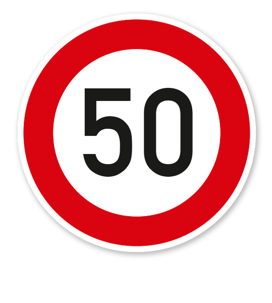 Zulässige Höchstgeschwindigkeit 50 km/h - Verkehrsschild VZ 274-55