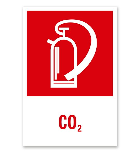 Brandschutzschild Feuerlöscher CO2 - Kombination mit Textinhalt