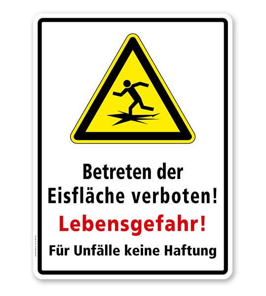 Schild 20x30cm Lebensgefahr Betreten der Eisfläche verboten Schild ab 8,55€ # E4