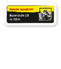 Spielplatz Zusatzschild Nächster Jugendtreff 1P - DS