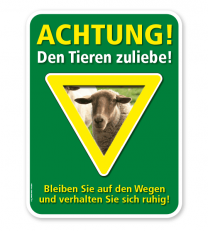 Schild Achtung, den Tieren zuliebe - Schaf – G/GW
