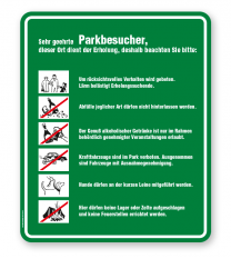 Schild Sehr geehrte Parkbesucher - Verhaltensregeln 6P - GF