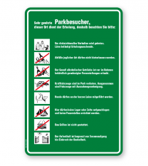 Schild Sehr geehrte Parkbesucher - Verhaltensregeln 8P - GF