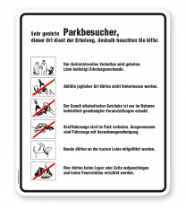 Schild Sehr geehrte Parkbesucher - Verhaltensregeln 6P - GF