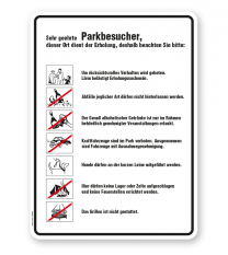 Schild Sehr geehrte Parkbesucher - Verhaltensregeln 7P - GF