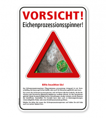 Warnschild Vorsicht, Eichenprozessionsspinner – G/GW