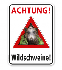 Warnschild Achtung, Wildschweine – G/GW