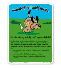 Hundeschild Hundefreilauffläche mit Regeln - H