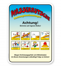 Spielplatzschild Wasserrutsche - Nutzungsbestimmungen - KSP-2
