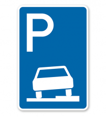 Parkplatzschild Parken halb auf Gehwegen - VZ 315-55