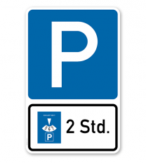 Parkplatzschild Parksymbol mit Zusatzschild - Kombination - P
