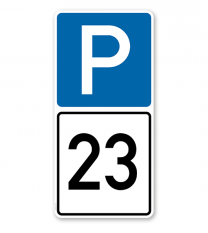Parkplatzschild Parksymbol mit indiv. Nummerierung 2 - Kombination - P