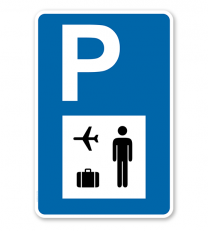 Parkplatzschild - Fluggäste - mit Symbol – P