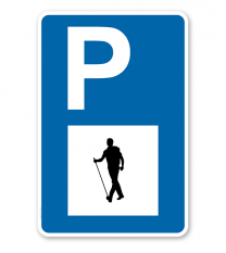 Parkplatzschild - Wandern 2 - mit Wandersymbol – P
