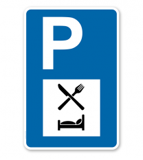 Parkplatzschild - Essen und Trinken - Hotel - mit Symbol – P