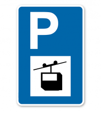 Parkplatzschild - Seilbahn - mit Seilbahnsymbol – P