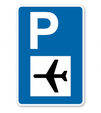 Parkplatzschild - Flughafen - mit Flughafensymbol – P