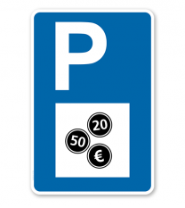 Parkplatzschild - Kostenpflichtiges Parken - mit Symbol – P