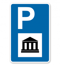 Parkplatzschild - Sehenswürdigkeit - mit Symbol – P