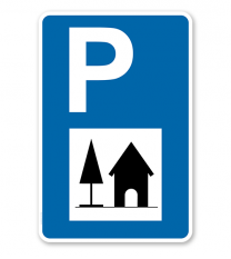 Parkplatzschild - Sehenswürdigkeit 2 - mit Symbol – P