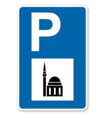 Parkplatzschild - Moschee - mit Symbol – P