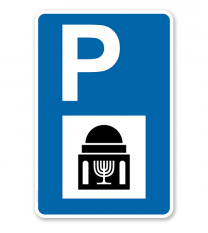 Parkplatzschild - Synagoge - mit Symbol – P