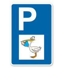 Parkplatzschild - Storchenparkplatz - mit Storch – P