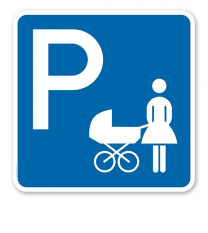 Parkplatzschild Mutter mit Kind / Kinderwagen - quadratisch - P