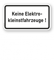 Zusatzschild Keine Elektrokleinstfahrzeuge (Elektroroller / E Scooter) – Verkehrsschild