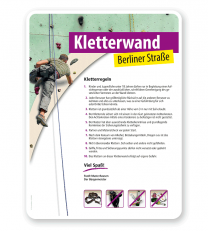 Schild Kletterwand / Kletterpark - Regeln 4P - PV