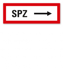 Brandschutzschild SPZ-Sprinklerzentrale rechtsweisend nach DIN 4066
