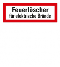 Brandschutzschild Feuerlöscher für elektrische Brände nach DIN 4066