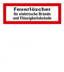 Brandschutzschild Feuerlöscher für elektrische Brände und Flüssigkeitsbrände nach DIN 4066