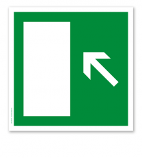 Rettungszeichen Notausgang diagonal hoch (alte Norm)