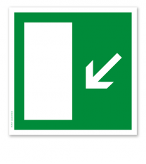 Rettungszeichen Notausgang diagonal runter (alte Norm)