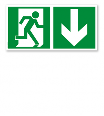 Fluchtwegschild Rettungsweg rechts unten (alte Norm)