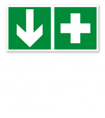 Fluchtwegschild Erste Hilfe unten (alte Norm)