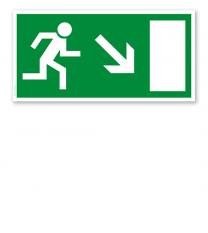 Fluchtwegschild Rettungsweg / Notausgang runter rechts (alte Norm)