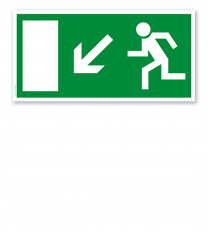 Fluchtwegschild Rettungsweg / Notausgang runter links (alte Norm)