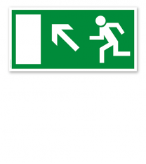 Fluchtwegschild Rettungsweg / Notausgang hoch links (alte Norm)