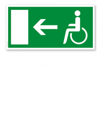Fluchtwegschild Rettungsweg / Notausgang Behinderte links (alte Norm)